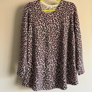 Croft & Barrow Pink and Black Leopard Print crewneck women’s Sweater XL
